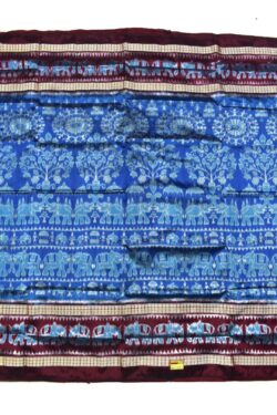 Sky Blue Colour Patli Design Sambalpuri Handloom Bandha Silk Saree