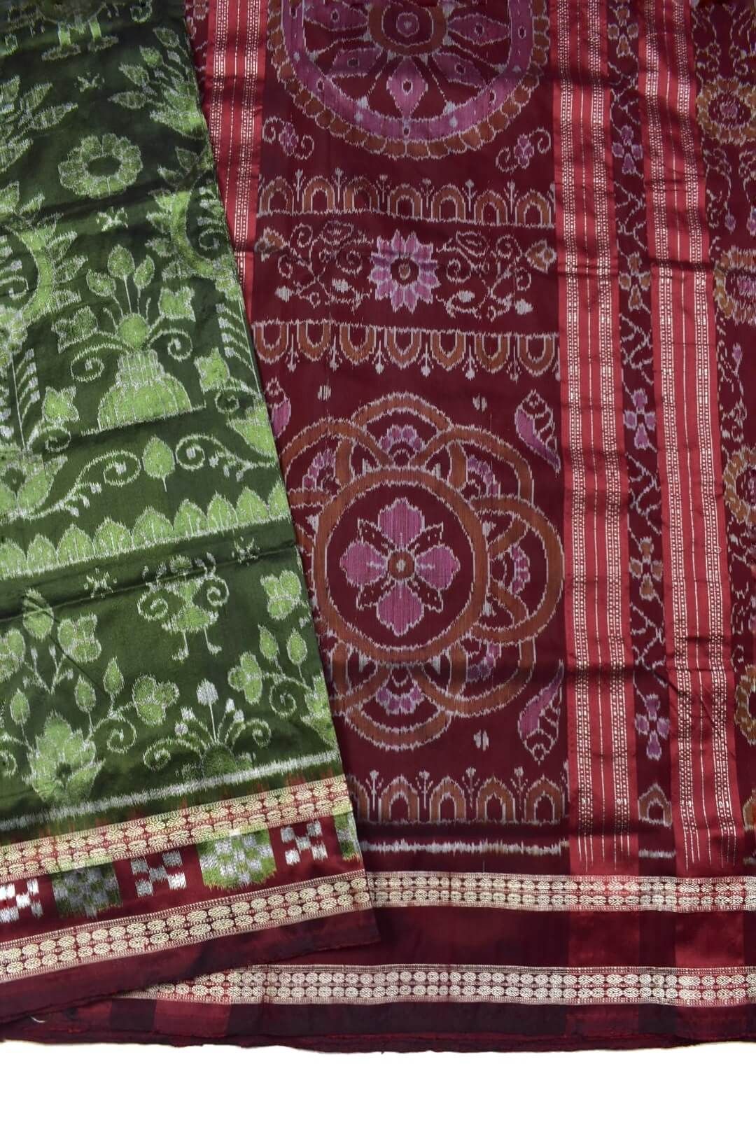 Mahendi Colour Sambalpuri Handloom Bandha Silk Saree - Image 3