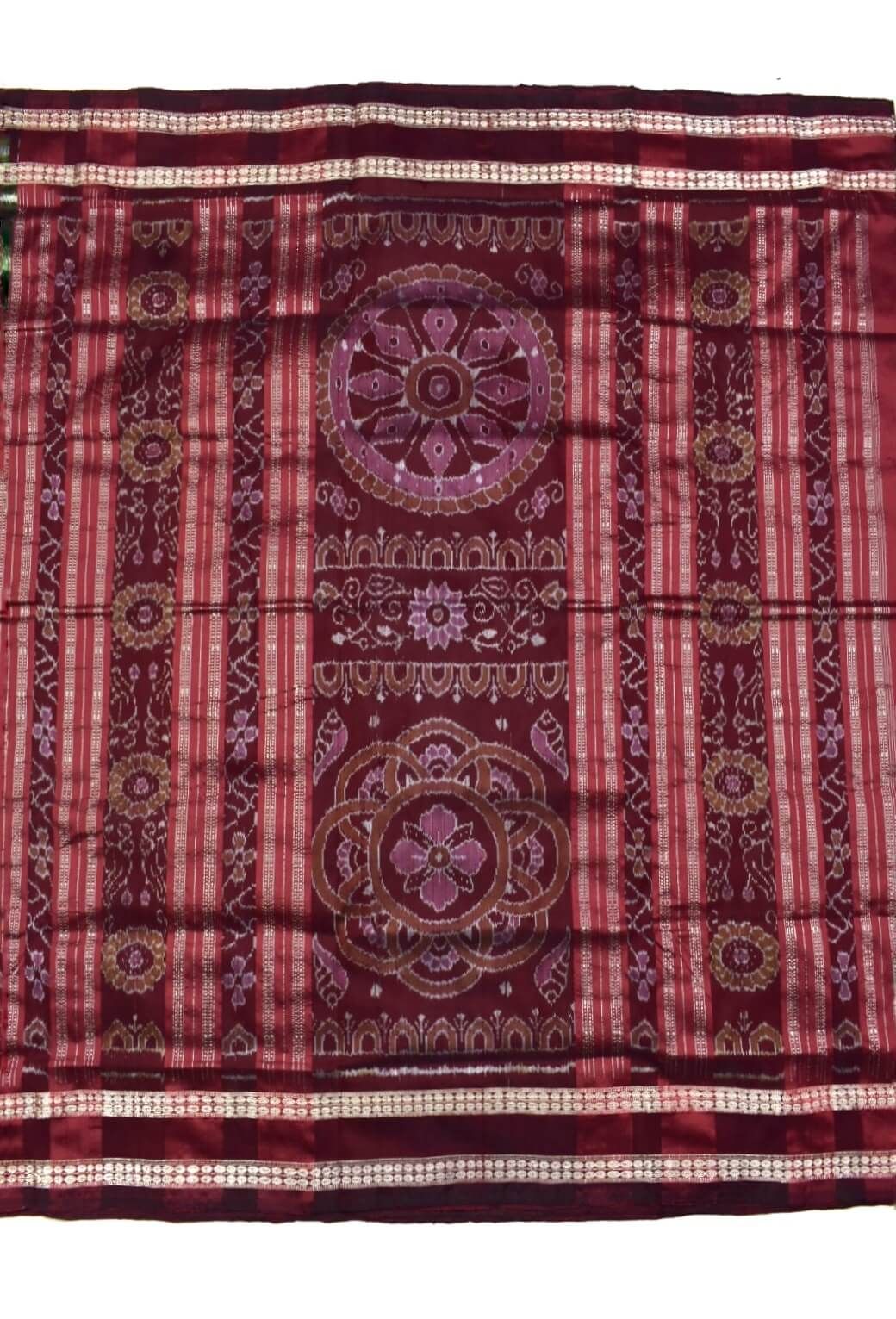 Mahendi Colour Sambalpuri Handloom Bandha Silk Saree - Image 2