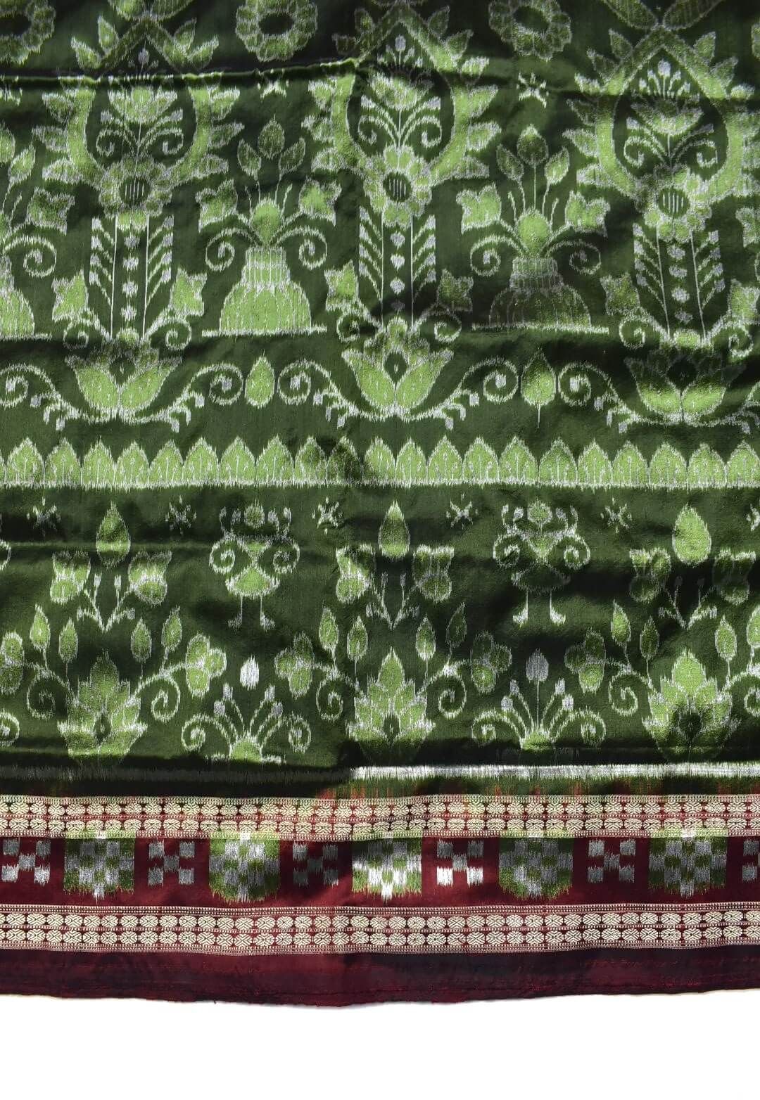 Mahendi Colour Sambalpuri Handloom Bandha Silk Saree - Image 4