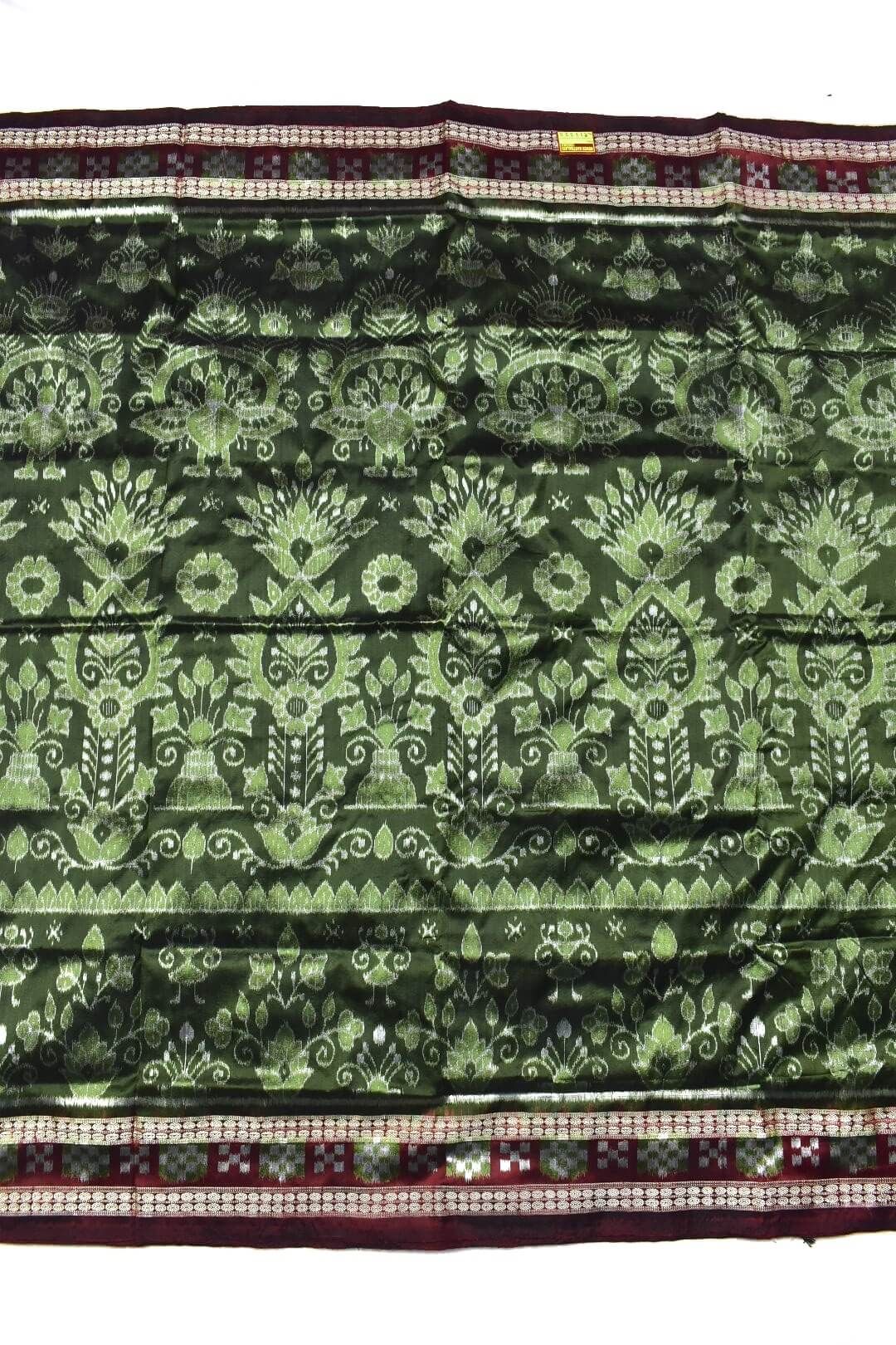 Mahendi Colour Sambalpuri Handloom Bandha Silk Saree