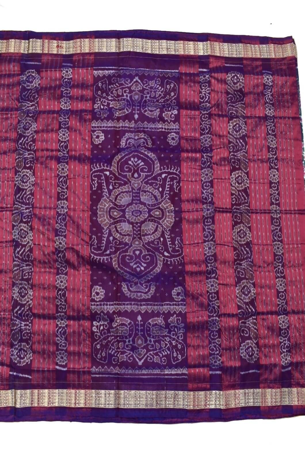 Hunter Green Colour Sambalpuri Handloom Bandha Silk Saree - Image 2