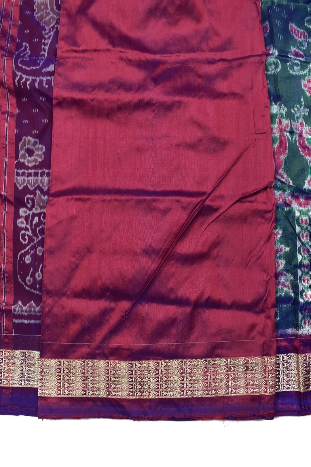 Hunter Green Colour Sambalpuri Handloom Bandha Silk Saree - Image 5