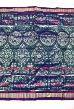 Hunter Green Colour Sambalpuri Handloom Bandha Silk Saree