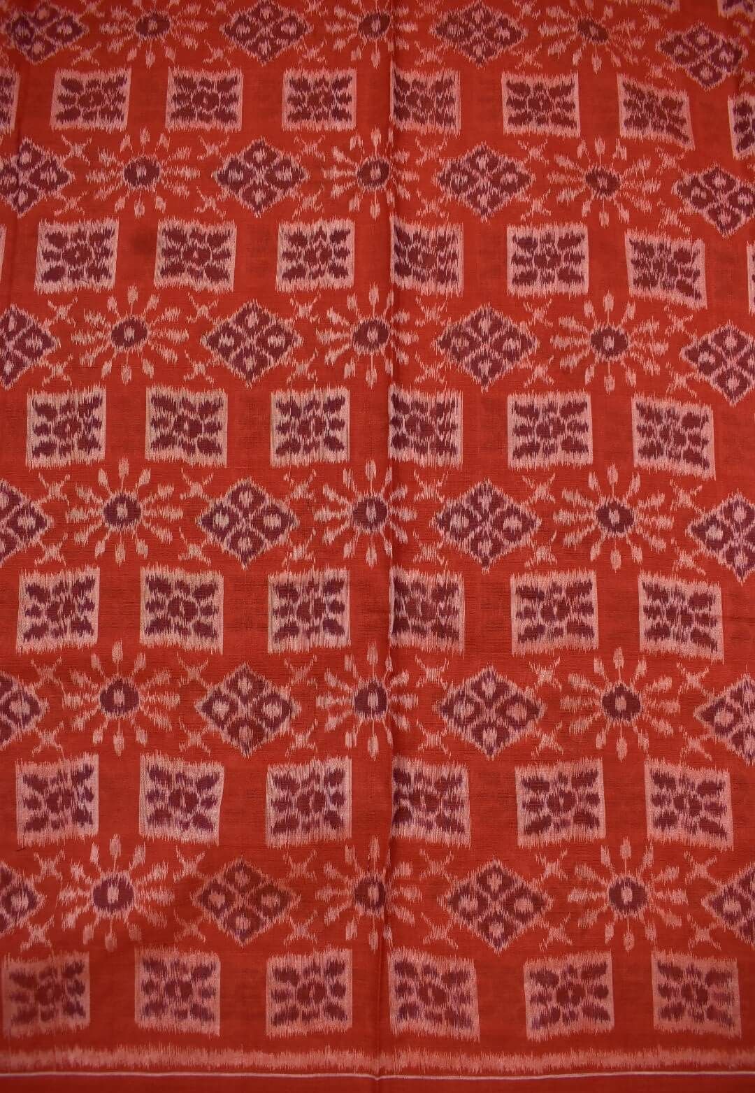 Oranage Colour Sambalpuri Handloom Cotton Dress Material - Image 5