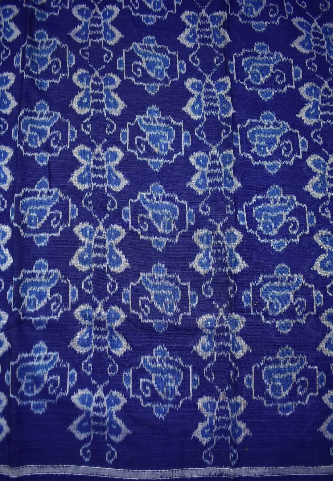 Blue Colour Butterfly Design Sambalpuri Handloom Cotton Dress Material - Image 5