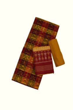Yellow Colour Sambalpuri Handloom Cotton Dress Material