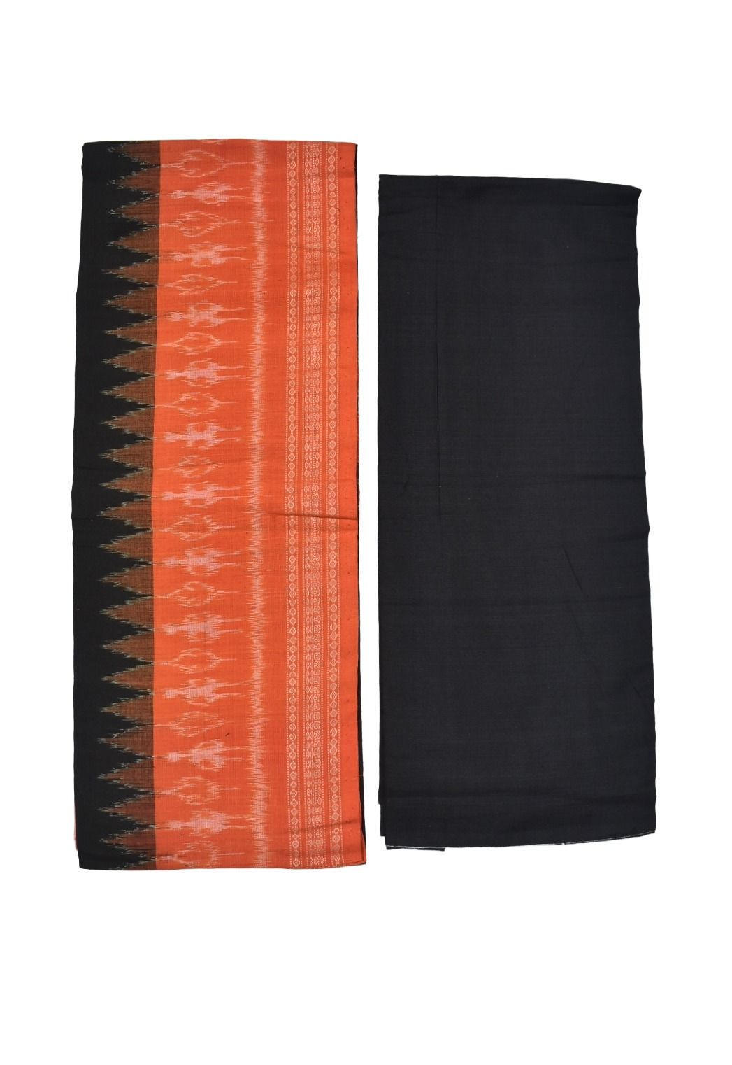 Oranage Colour Sambalpuri Handloom Cotton Dress Material - Image 2