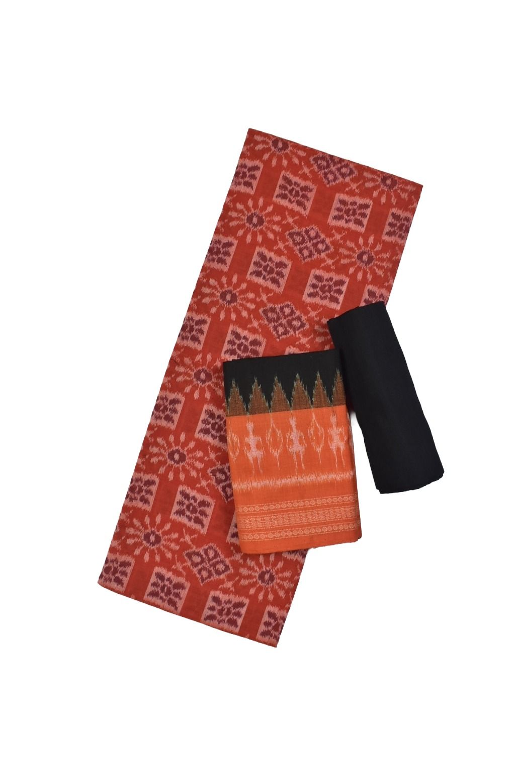 Oranage Colour Sambalpuri Handloom Cotton Dress Material