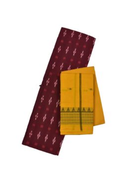 Maroon Colour Sambalpuri Handloom Cotton Dress Material