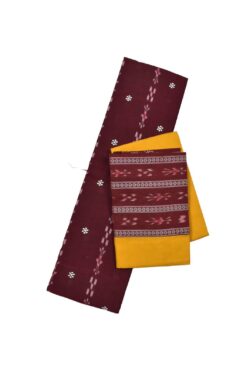 Maroon Colour Sambalpuri Handloom Cotton Bomkai Dress Material