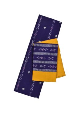 Navy Blue Colour Sambalpuri Handloom Cotton Bomkai Dress Material