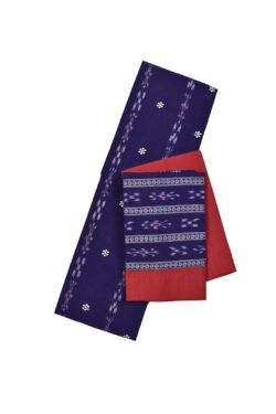 Navy Blue Colour Sambalpuri Handloom Cotton Bomkai Dress Material