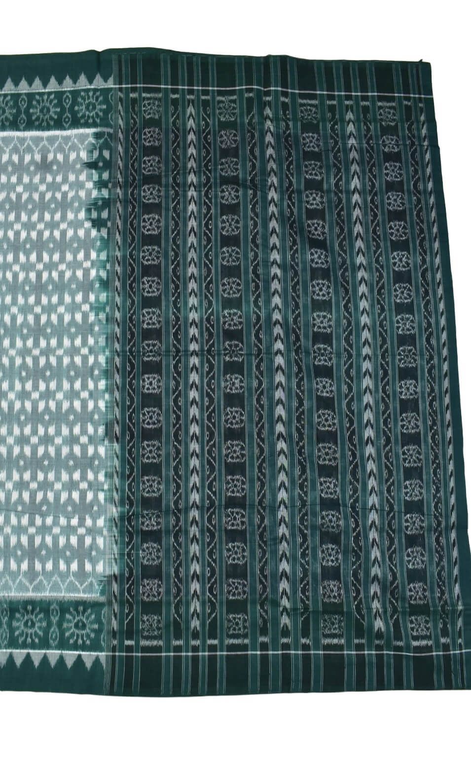Lite Green Colour Plane Border Sambalpuri Handloom Cotton Saree - Image 2