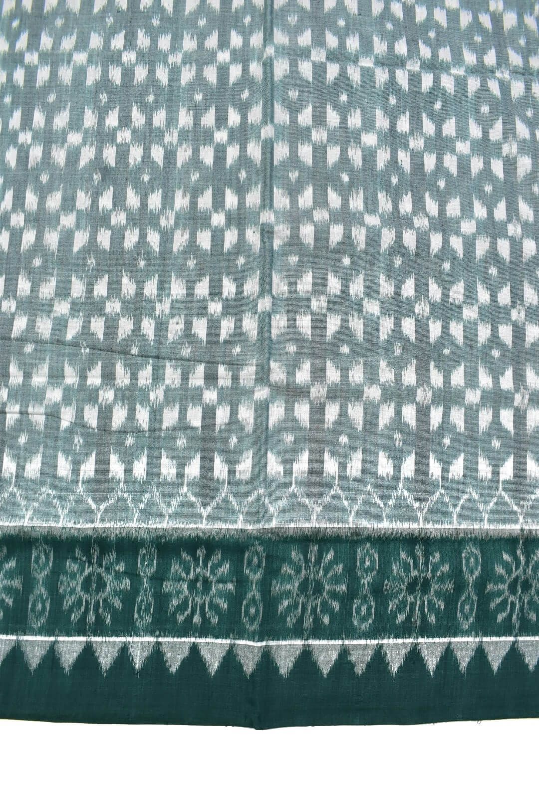 Lite Green Colour Plane Border Sambalpuri Handloom Cotton Saree - Image 4