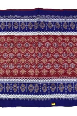 Red-Blue Plane Border Sambalpuri Handloom Cotton Saree