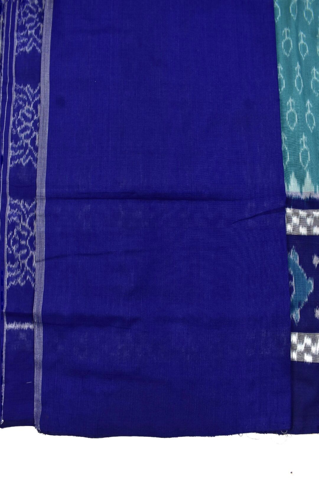 Rama Green Plane Border Colour Sambalpuri Handloom Cotton Saree - Image 5