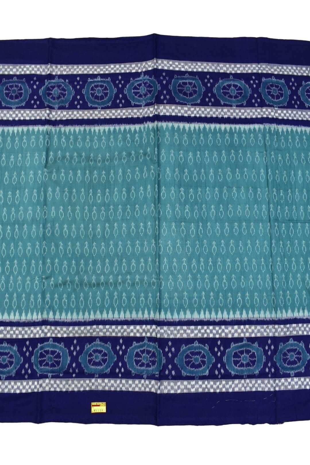 Rama Green Plane Border Colour Sambalpuri Handloom Cotton Saree