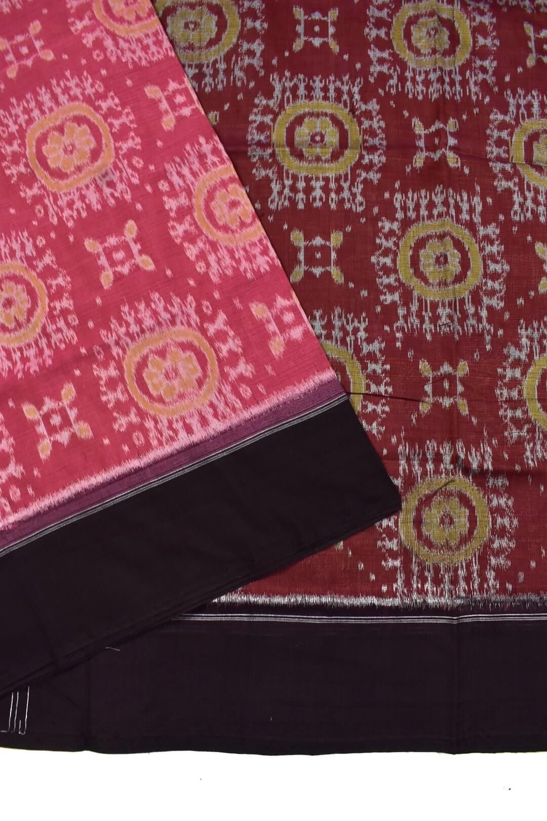 Lite Pink Colour Plane Border Sambalpuri Handloom Cotton Saree - Image 3