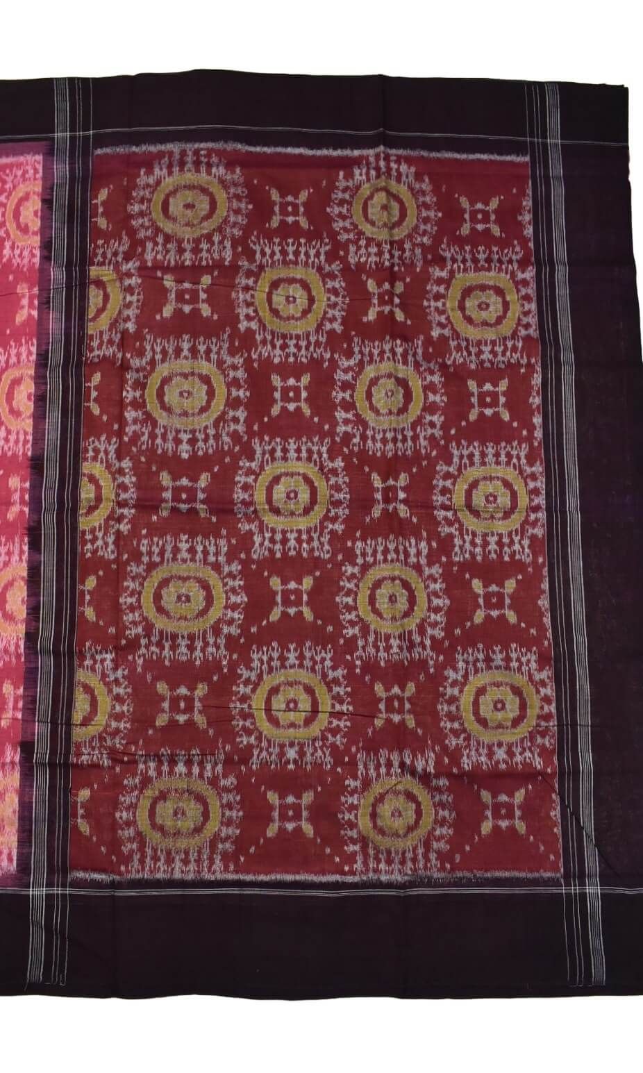 Lite Pink Colour Plane Border Sambalpuri Handloom Cotton Saree - Image 2