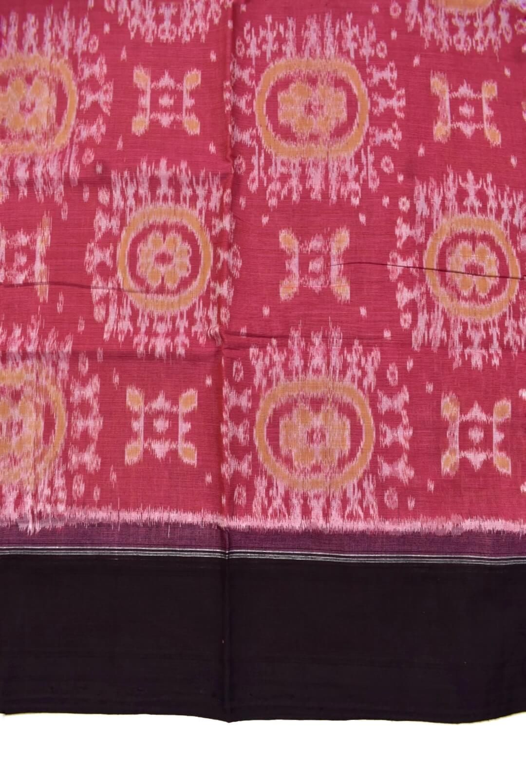 Lite Pink Colour Plane Border Sambalpuri Handloom Cotton Saree - Image 4