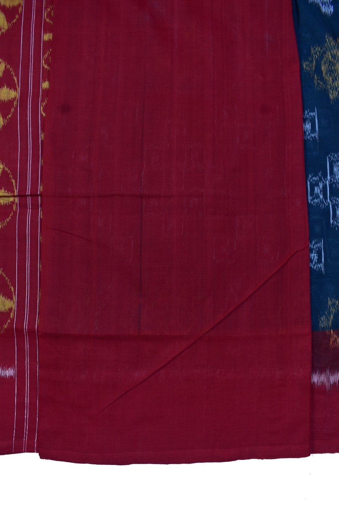 Green Colour Plane Border Sambalpuri Handloom Cotton Saree - Image 5