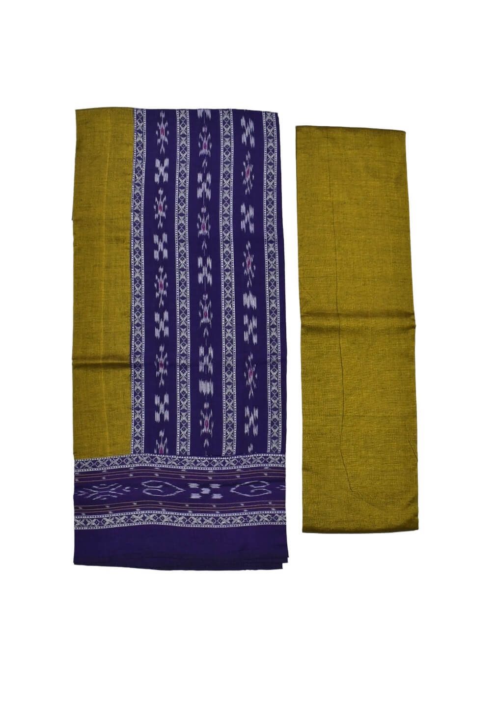 Navy Blue Colour Sambalpuri Handloom Cotton Bomkai Dress Material - Image 2