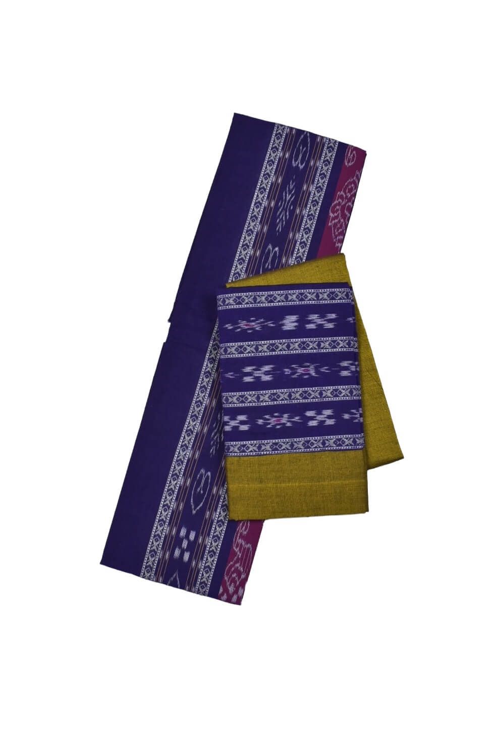 Navy Blue Colour Sambalpuri Handloom Cotton Bomkai Dress Material