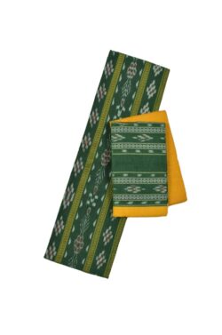 Green Colour Sambalpuri Handloom Cotton Bomkai Dress Material