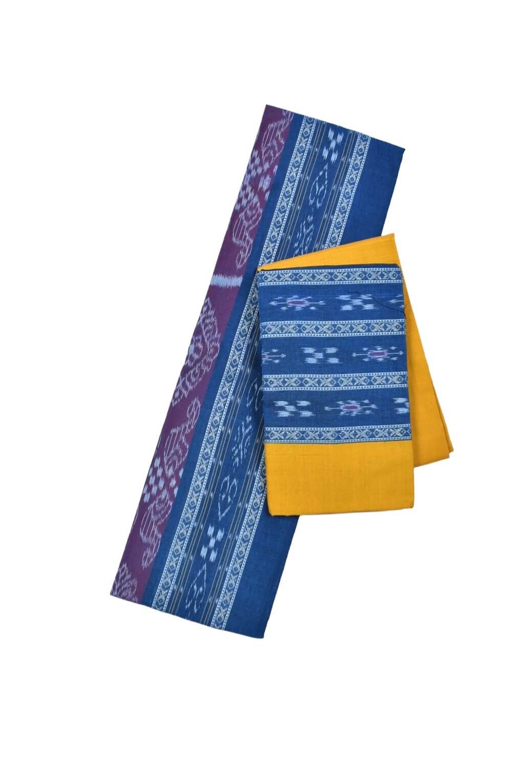 Sky Colour Sambalpuri Handloom Cotton Bomkai Dress Material