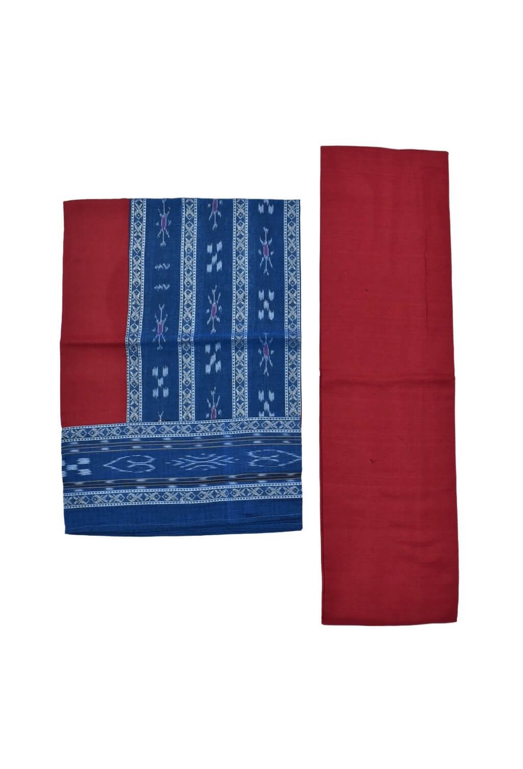Sky Colour Sambalpuri Handloom Cotton Bomkai Dress Material - Image 2