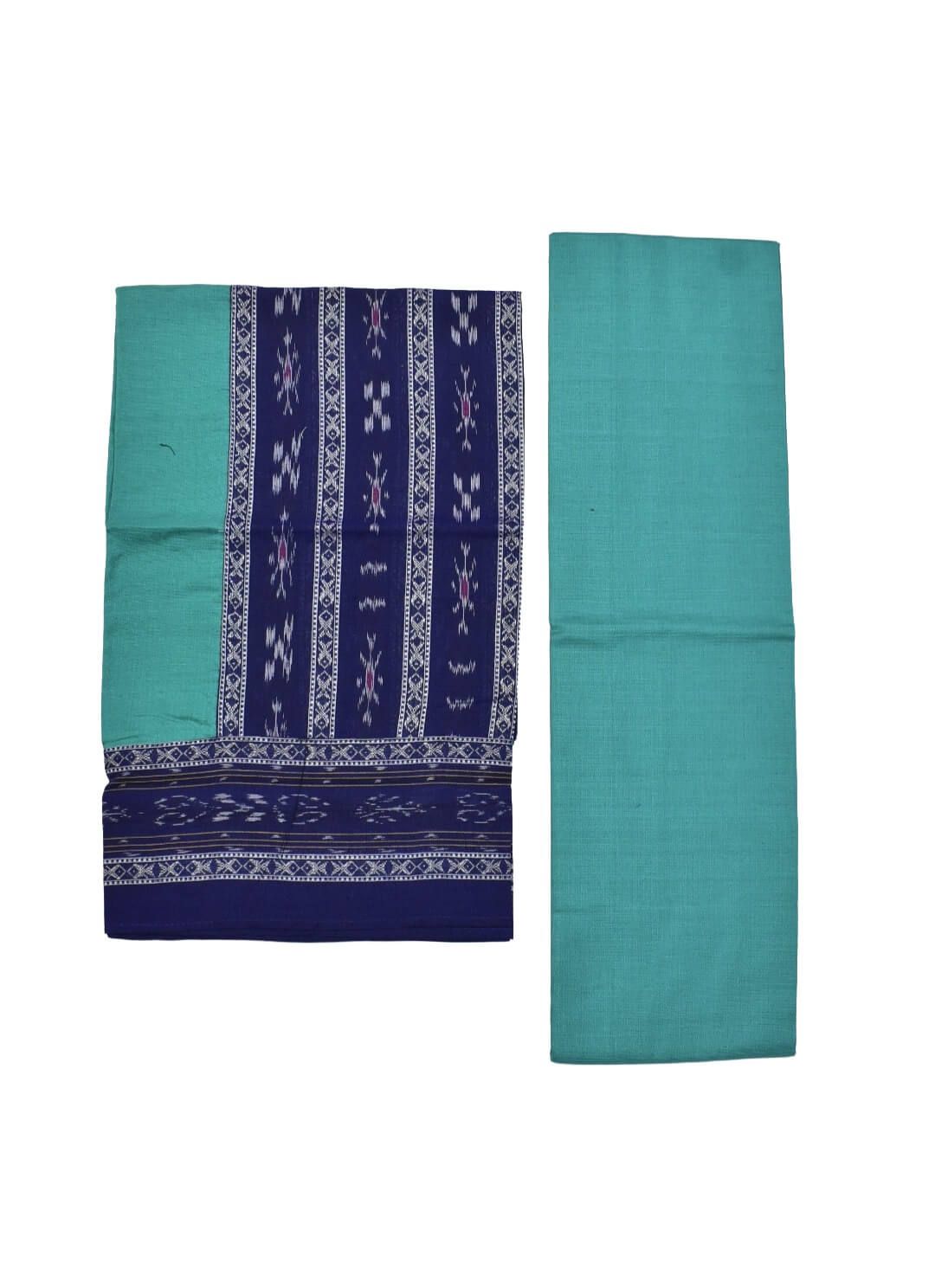 Blue Colour Sambalpuri Handloom Cotton Bomkai Dress Material - Image 2