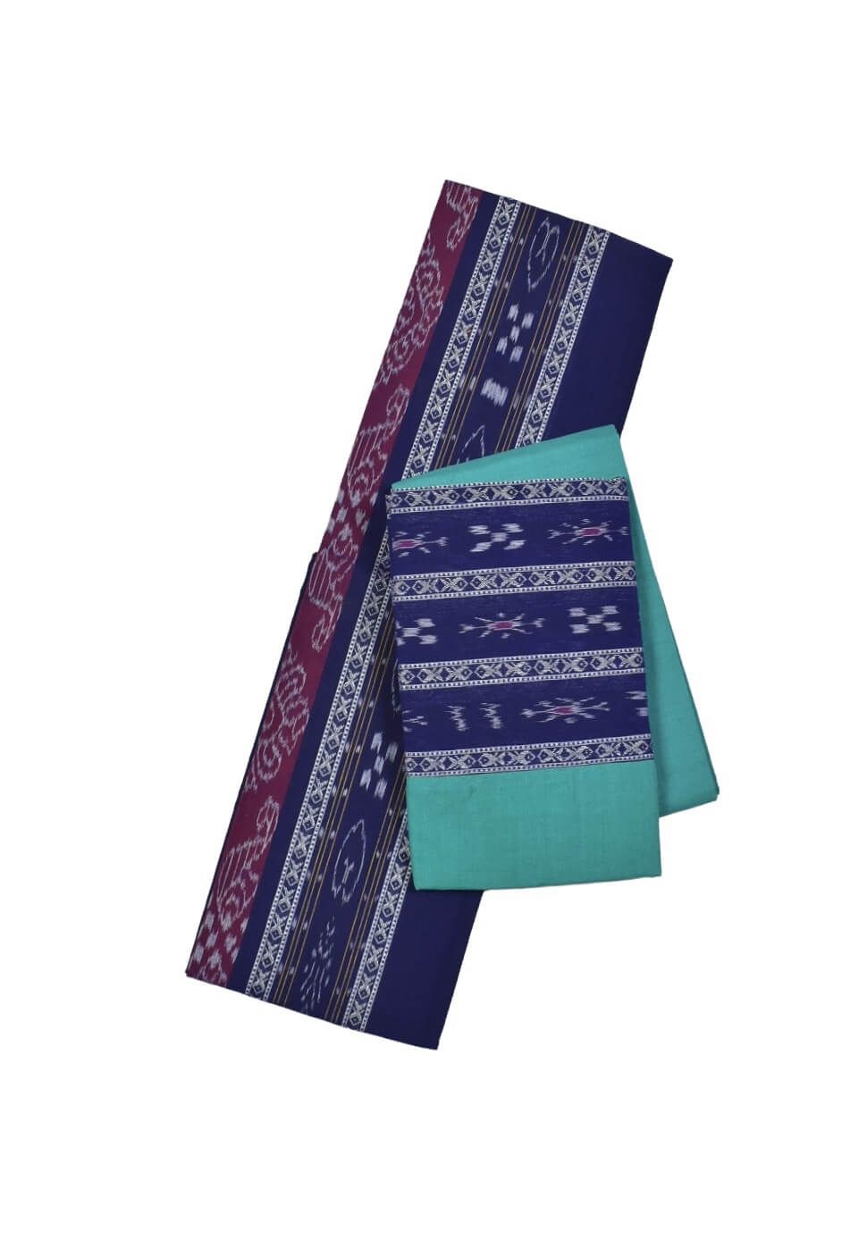 Blue Colour Sambalpuri Handloom Cotton Bomkai Dress Material