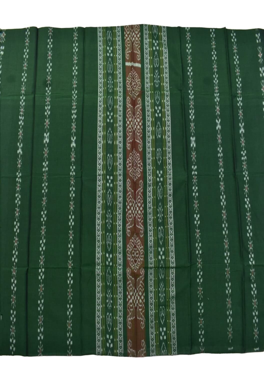 Green Colour Sambalpuri Handloom Cotton Bomkai Dress Material - Image 5
