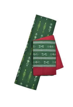 Green Colour Sambalpuri Handloom Cotton Bomkai Dress Material