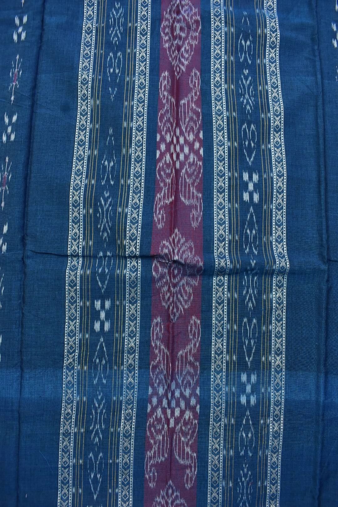 Sky Colour Sambalpuri Handloom Cotton Bomkai Dress Material - Image 4