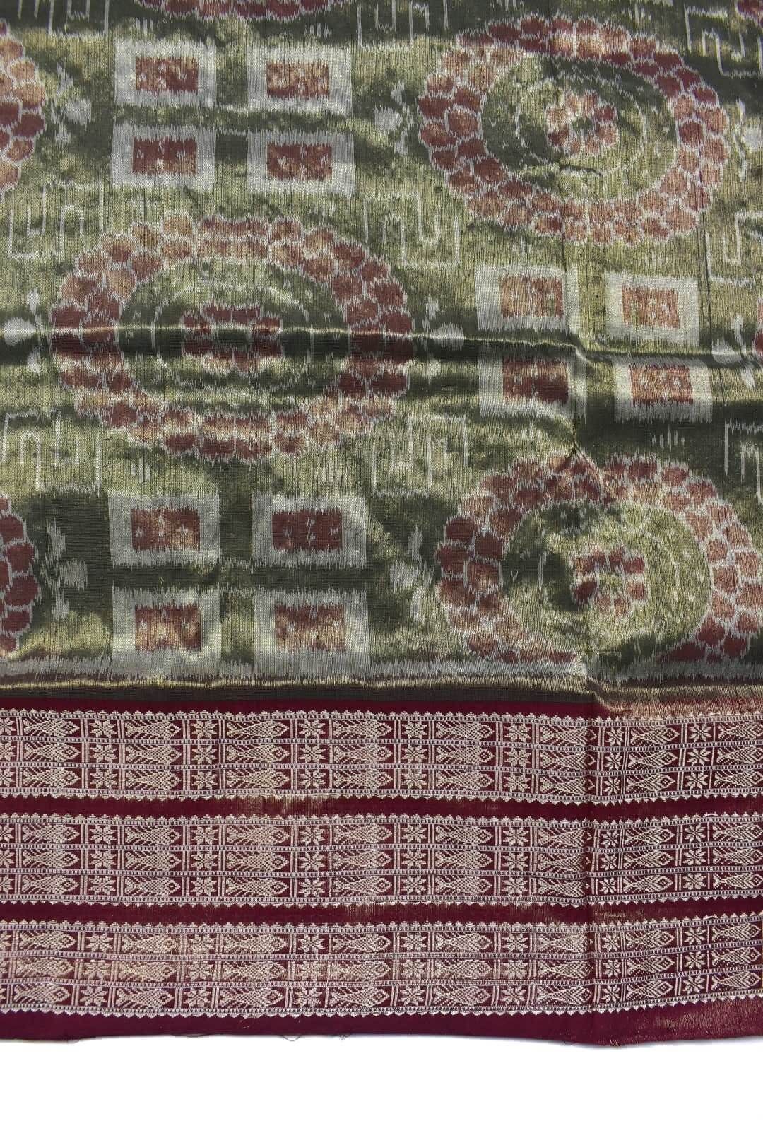 Lite Gray Colour Sambalpuri Handloom Cotton Tissue Sambalpuri Saree - Image 4