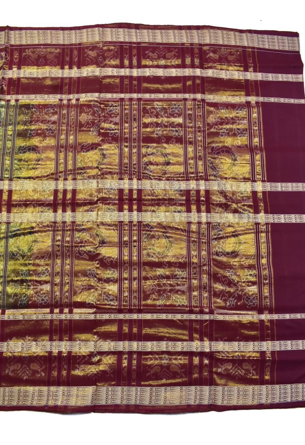 Golden Colour Sambalpuri Handloom Cotton Tissue Saree - Image 2