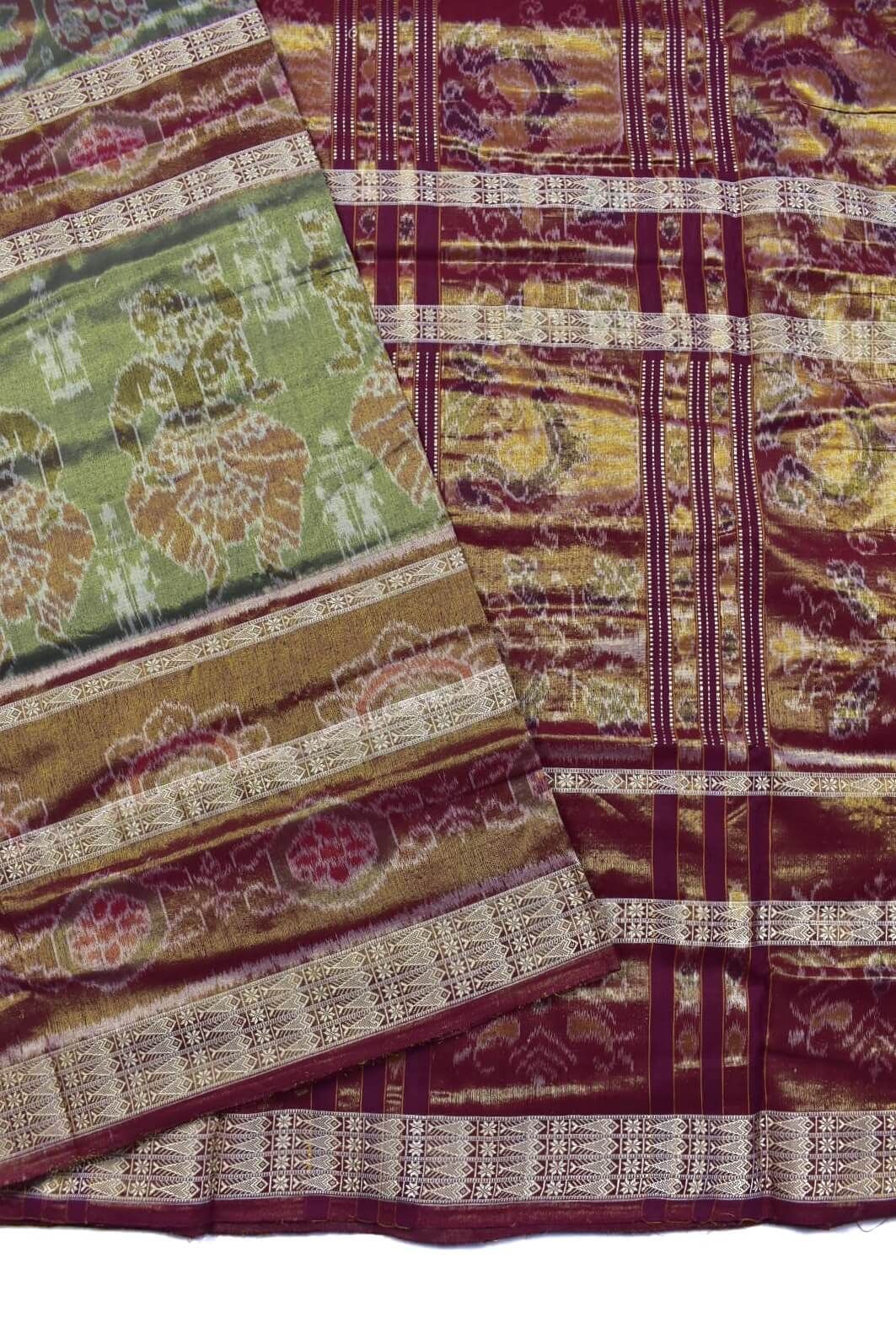 Golden Colour Sambalpuri Handloom Cotton Tissue Saree - Image 3