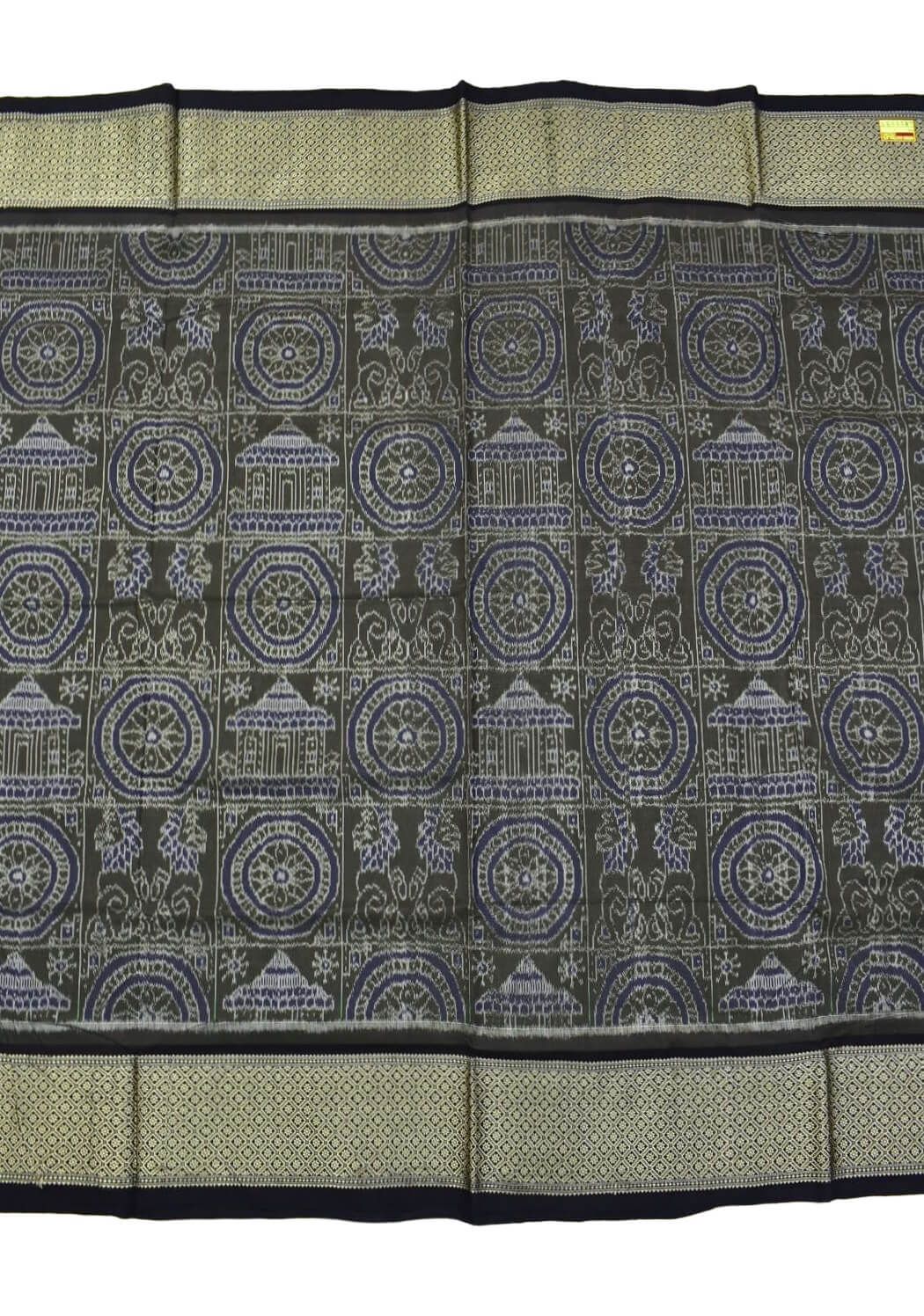 Cement Colour Konark Design Sambalpuri Handloom Cotton Saree