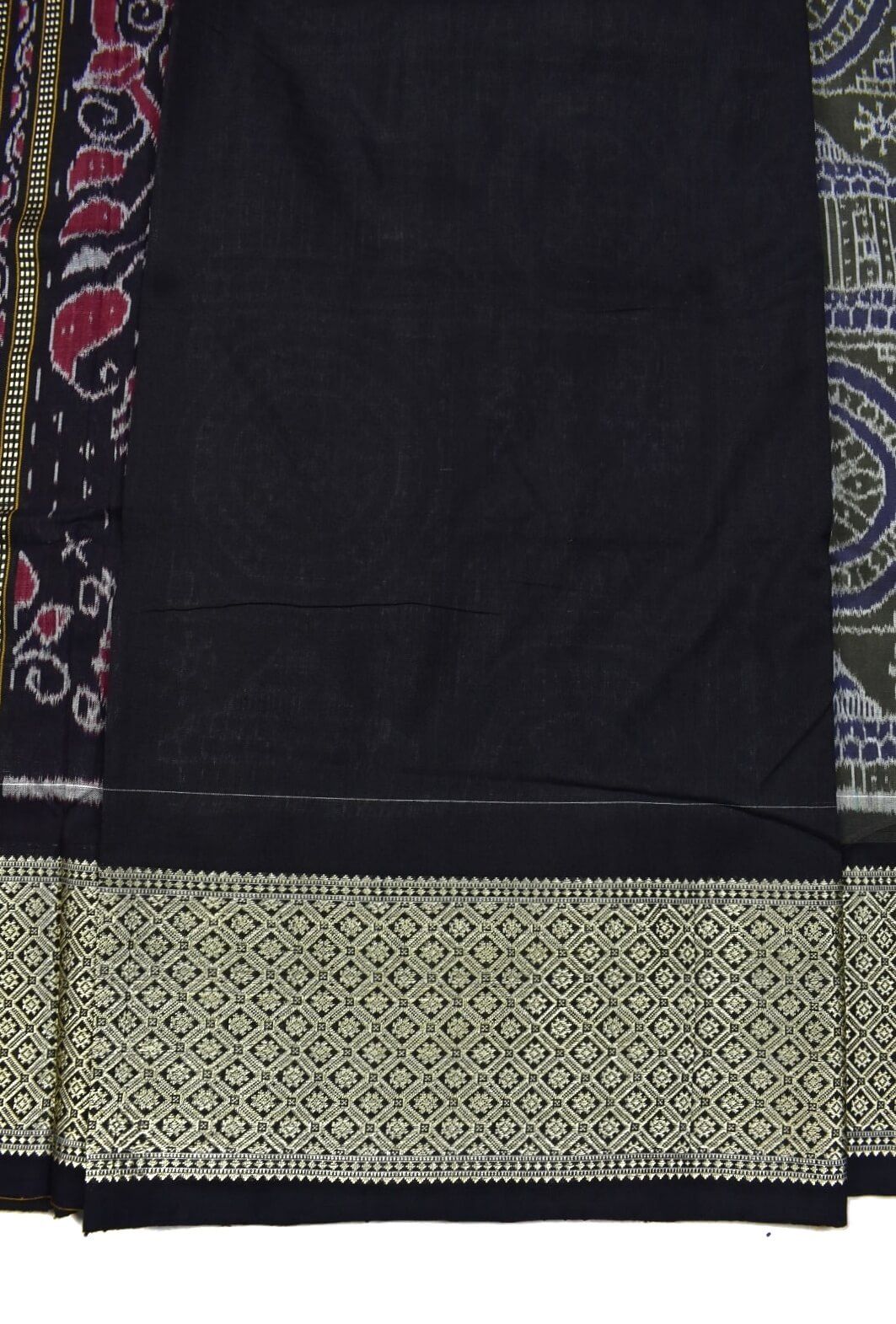 Cement Colour Konark Design Sambalpuri Handloom Cotton Saree - Image 5