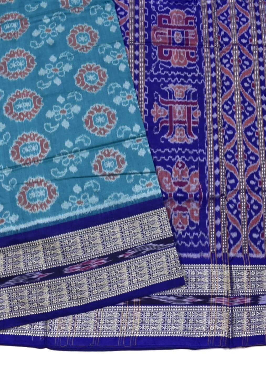 Rama Green Colour Sambalpuri Handloom Cotton Saree - Image 3