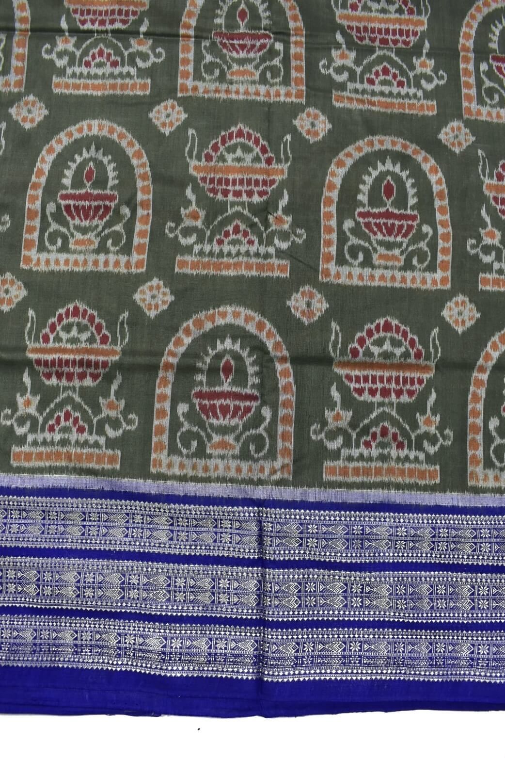 Cement Colour Sambalpuri Handloom Cotton Saree - Image 4