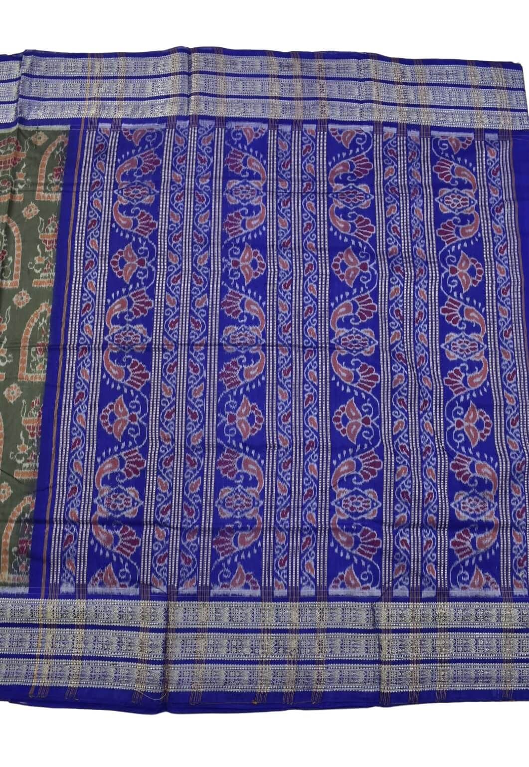 Cement Colour Sambalpuri Handloom Cotton Saree - Image 2