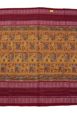 Mustard Yellow Colour Double Border Sambalpuri Handloom Cotton Saree
