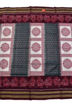 Green-Maroon Combination Sambalpuri Handloom Bandha Cotton Saree