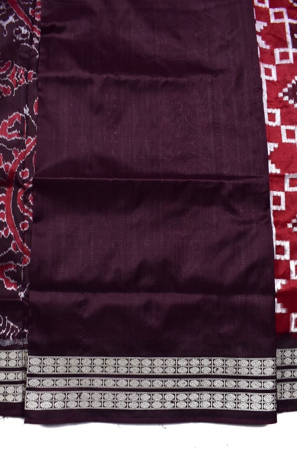 Maroon Colour Pasapali Design Sambalpuri Handloom Bandha Silk Saree - Image 5