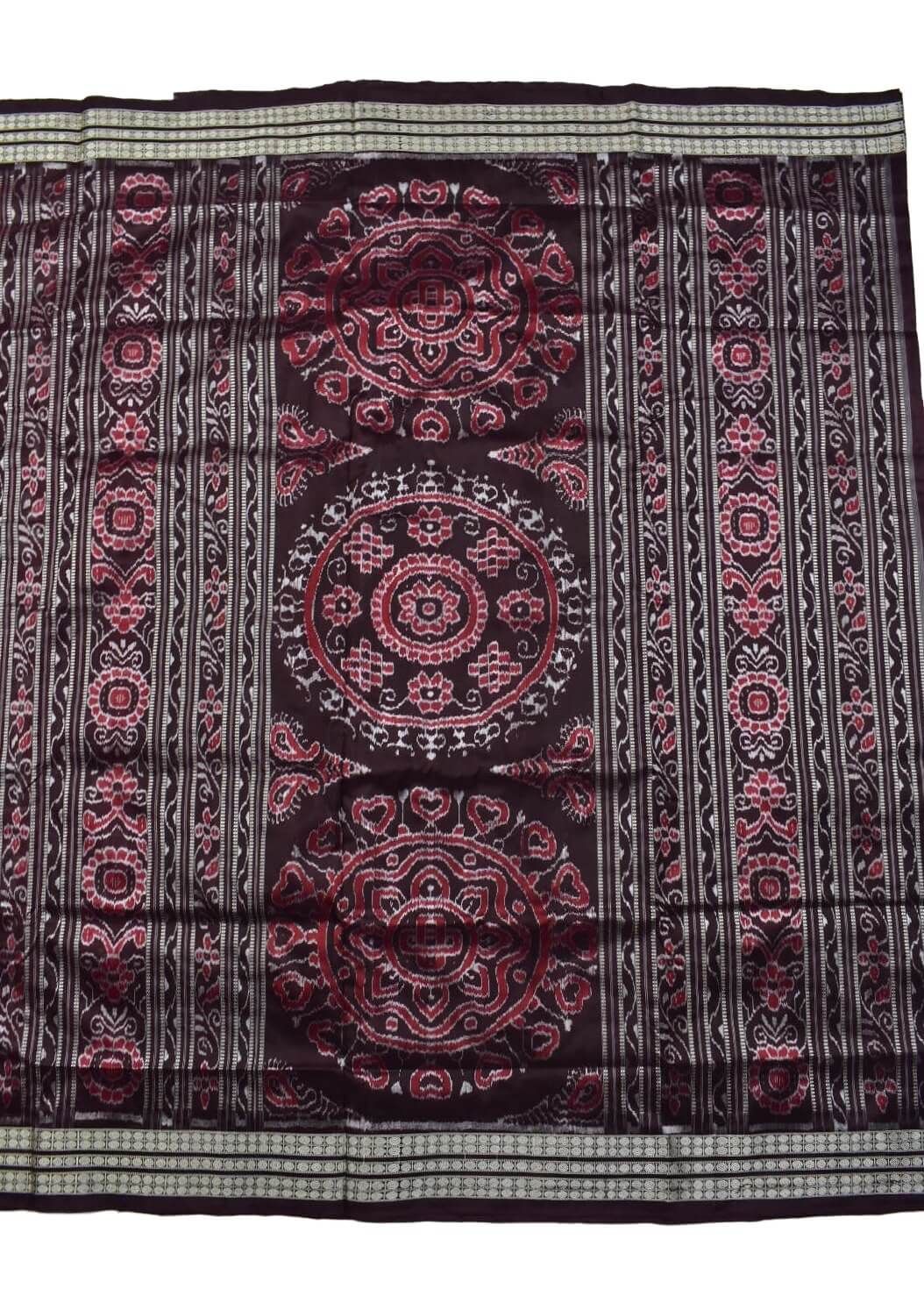 Maroon Colour Pasapali Design Sambalpuri Handloom Bandha Silk Saree - Image 2