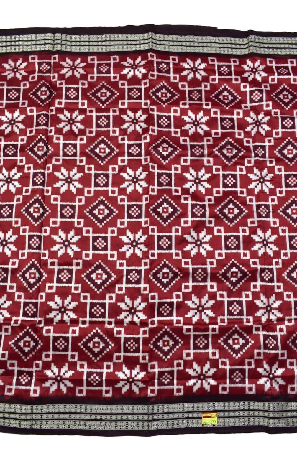 Maroon Colour Pasapali Design Sambalpuri Handloom Bandha Silk Saree