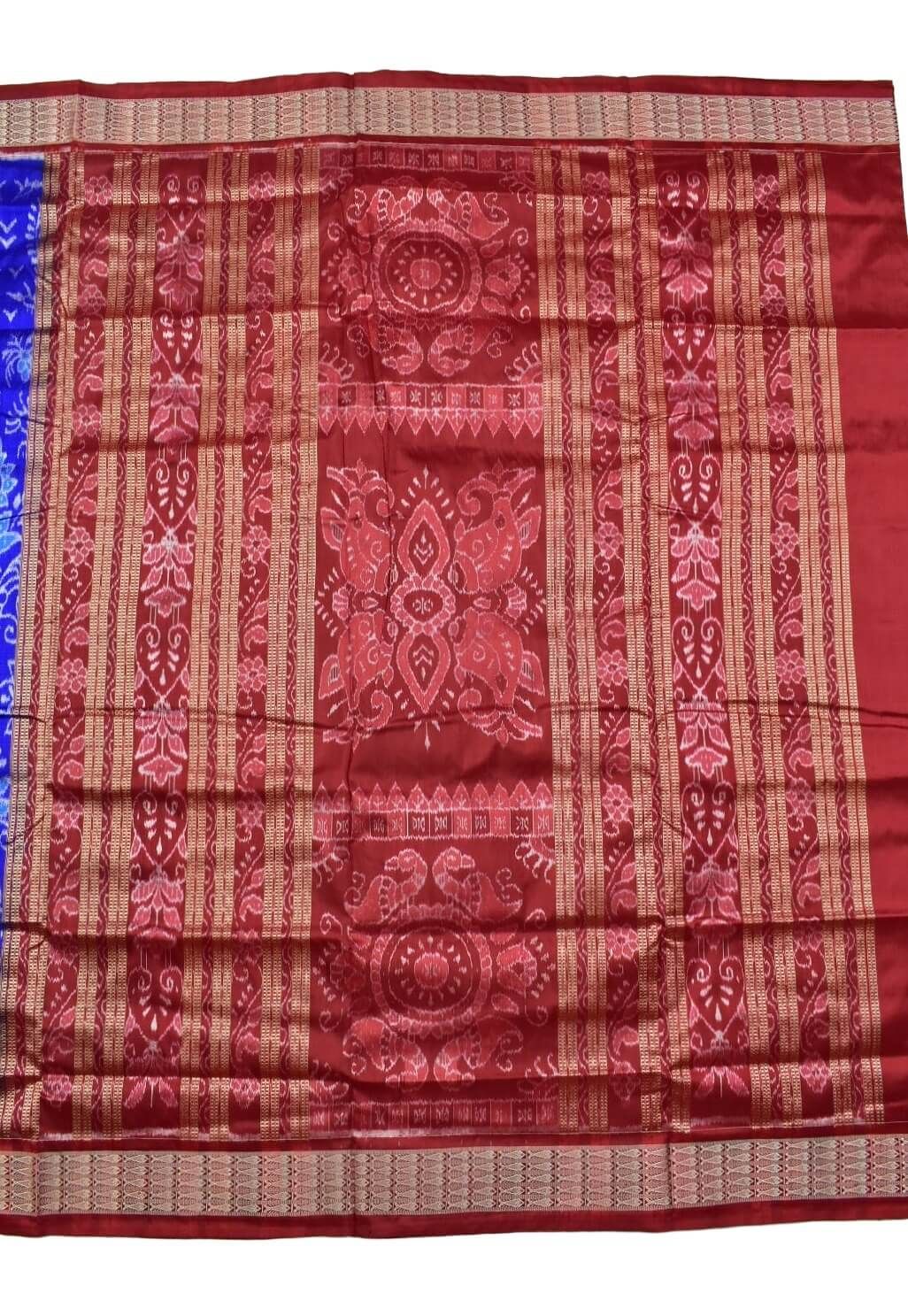 Blue Colour Sambalpuri Handloom Bandha Silk Saree - Image 2